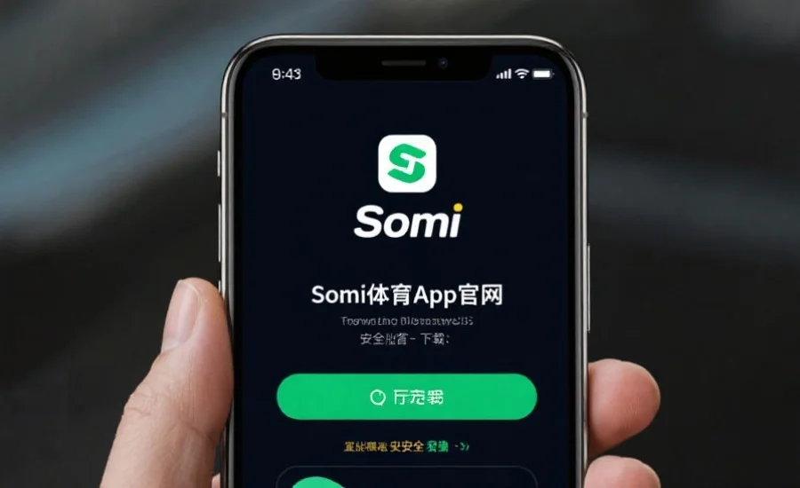 手机屏幕上显示So米体育App官网的下载页面,界面简洁专业,突出官方标识和安全提示